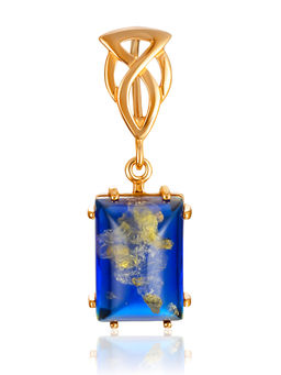 Прямоугольный кулон Спарта с тонированным синим янтарём