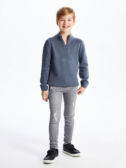Super Skinny Fit Y?rt?k Detayl? Erkek ?ocuk Jean Pantolon