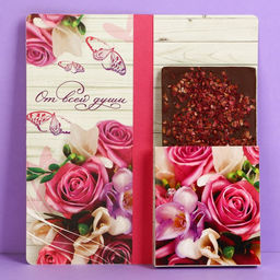 Цена за 10 шт. Открытка с местом для шоколадки Поздравляю