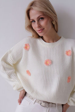 9837 Джемпер белый с цветами - Martichelli фото 22