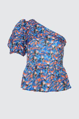 Mavi Tek Kollu Cicekli Dokuma Bluz TWOSS20BZ1237 - Trendyolmilla фото 7