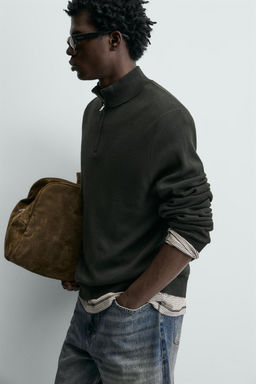 COTTON QUARTER-ZIP JUMPER - Zara фото 8