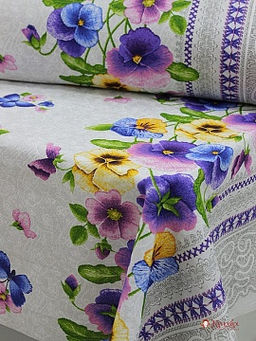 Рогожка Анютины глазки на светло-сером, ш.1.5м, хлопок-100%, 165гр/м.кв