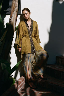 KIMONO REVERSIBLE ESTAMPADO / Bronce