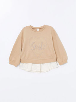Bisiklet Yaka Uzun Kollu Bask?l? K?z Bebek Sweatshirt