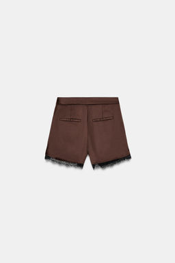 SATIN BERMUDA SHORTS WITH LACE TRIM - Zara фото 7