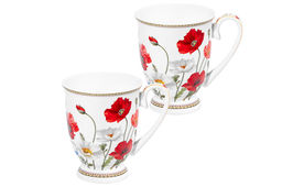 Набор 2 кружек 300 мл 11*8*11 см Маки на ножке, NEW BONE CHINA