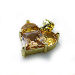 Подвеска Сердечко Цитрин-gold чешское стекло с алмазной огранкой