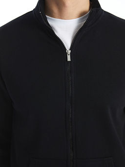 Dik Yaka Uzun Kollu Erkek Fermuarl? Sweatshirt