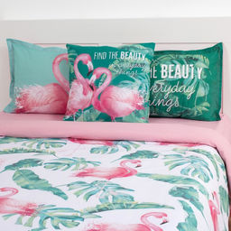 Постельное бельё Этель евро Фламинго 200х217 см, 240*220 см, 50х70+3 см - 2 шт  фото 2
