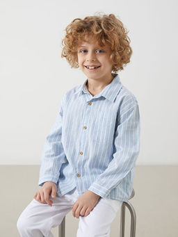 Uzun Kollu ?izgili Erkek ?ocuk G?mlek