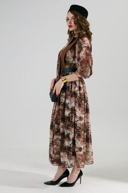 Платье NIKVA н1010-1 шоколад и тигровая абстракция  фото 3