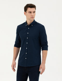 Lacivert Slim Fit Uzun Kollu G_mlek