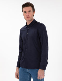 Безусловная рубашка с длинным рукавом с темно -синим - Cacharel фото 3