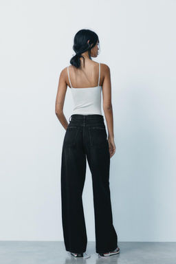 HIGH-WAIST TRF WIDE-LEG JEANS WITH CROSSOVER WAISTBAND - Zara фото 8