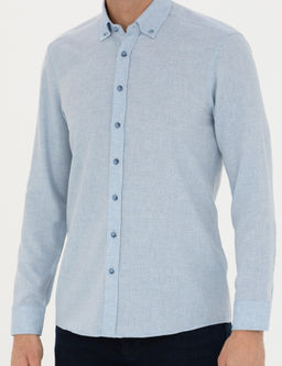 A__k Mavi Slim Fit Uzun Kollu G_mlek