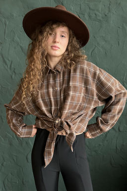 Рубашка женская HUG077/13/Коричневый, бежевый