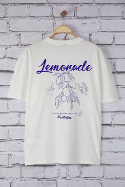 TRENDYOL MAN Beyaz Oversize/Genis Kesim Limon Bask?l? %100 Pamuklu T-Shirt TMNSS23TS00089 - Trendyolmilla фото 3