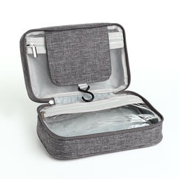 Косметичка-несессер дорожная на молнии, с крючком, с ручкой, серая - Simaland фото 4