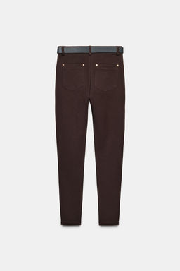 MID-WAIST BELTED JEGGINGS - Zara фото 8