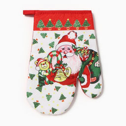 Цена за 2 шт. Варежка-прихватка новогодняя Доляна Праздники 26?16 см, 100%п/э