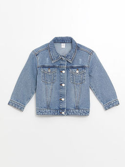 G?mlek Yaka Basic K?z ?ocuk Jean Ceket