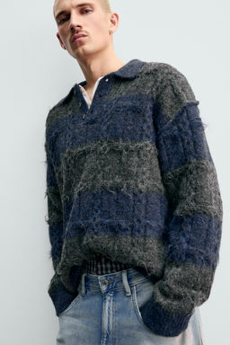 STRIPED JACQUARD KNIT POLO SHIRT - Zara фото 5