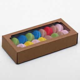 Цена за 5 шт. Коробка сборная без печати крышка-дно бурая с окном 24 х 11 х 4,5 см