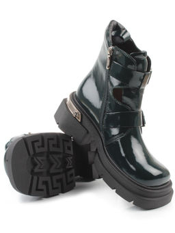 01-D1-8070 DK. GREEN Ботинки демисезонные женские (натуральная кожа, байка)