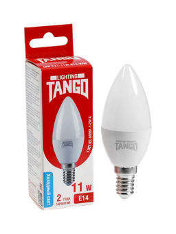 Цена за 2 шт. Лампа светодиодная TANGO, С37, 11 Вт, E14, 1045 Лм, 6500K, IP20, свечение холодное белое, матовое ст
