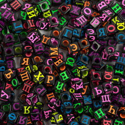 Бусина Hobbius пластик ABFC 6 мм 5 х 100 г 5 г №02 алфавитный коктейль черный