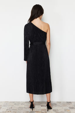 Siyah Kusakl? Midi Tek Kol Esnek Orme Midi Kalem Elbise TWOSS24EL00425 - Trendyolmilla фото 6