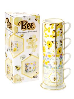 Набор кружек на подставке BEE 4шт 360мл - SIJ фото 2
