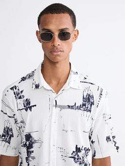 Regular Fit K?sa Kollu Desenli Erkek G?mlek