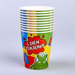 Цена за 10 шт. Стакан бумажный Монстрикик, 250 мл - Страна карнавалия фото 3