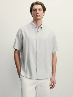 Рубашка regular fit со льном / Zarina  фото 7