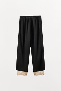SATIN TROUSERS WITH LACE VENTS - Zara фото 9