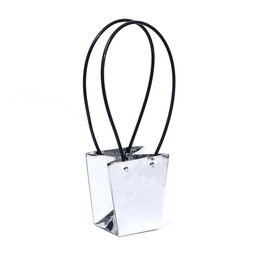 Цена за 10 шт. Сумка для цветов Серебро, влагостойкая, 12 x 12 - 8 x 8 - 12,5 см - UPAK LAND фото 3