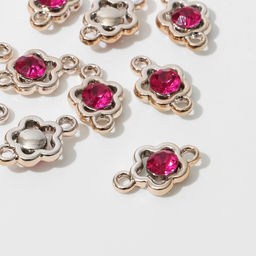 Цена за 5 шт. Коннектор «Цветок» 2.4×1.5×0.7 см, (набор 10 шт.), цвет ярко-розовый в золоте
