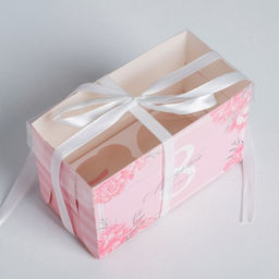 Цена за 5 шт. Коробка для капкейков, кондитерская упаковка, 2 ячейки Поздравляю с 8 марта, 16?8?10 см