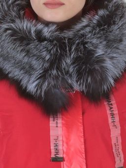 8179 RED Пальто женское с натуральным мехом Jarius - Fashion фото 7