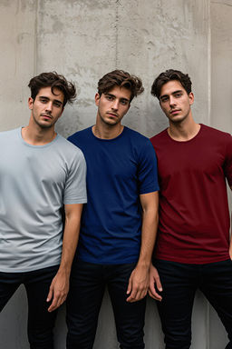 Bordo-Gri-Lacivert 3l_ Paket Slim/Dar Kesim Basic %100 Pamuk Tok Kuma_ T-shirt TMNSS19BO0007 - Trendyolmilla фото 2