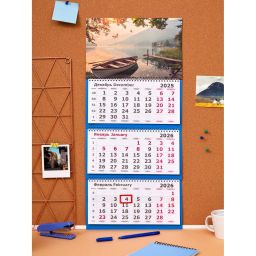Календарь настенный 3-х блочный 2026 Трио Стандарт, 305х675, У воды, 80г/м2 - Attache фото 2