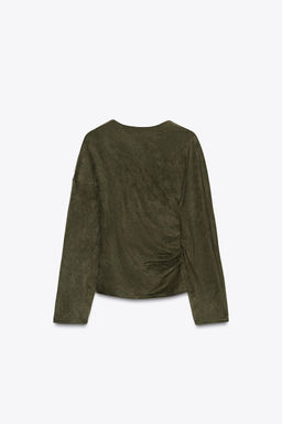 DRAPED FAUX SUEDE TOP - Zara фото 5
