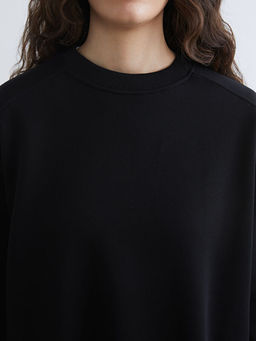 Bisiklet Yaka Oversize Kad?n Kal?n Sweatshirt