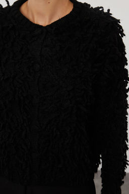 Siyah Yumusak Dokulu Puskullu Mont Triko H?rka TWOAW25HI00190