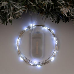 Гирлянда «Нить» 2 м роса, IP20, серебристая нить, 20 LED, батарейки CR2032×2 (в комплекте), свечение белое