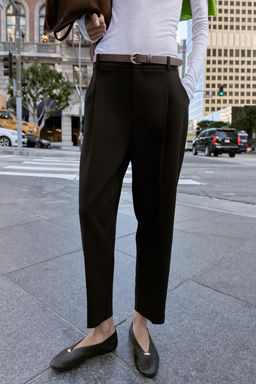 PANTAL?N PINZAS CINTUR?N / Negro - Zara фото 6
