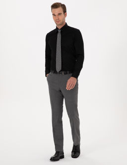 Siyah Slim Fit %100 Pamuk Klasik G_mlek