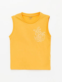 Bisiklet Yaka Kolsuz Bask?l? Erkek Bebek Atlet